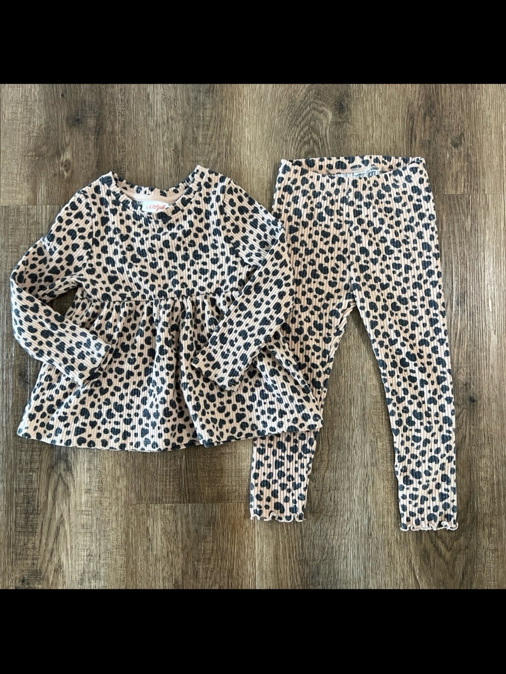 Cat & Jack Toddler Girl Leopard Ribbed Set 3T